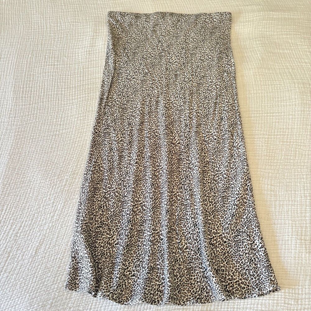 JENNI KAYNE Leopard Print Midi Skirt Womens Size Large Neutrals/Fall Colors - Picture 4 of 5